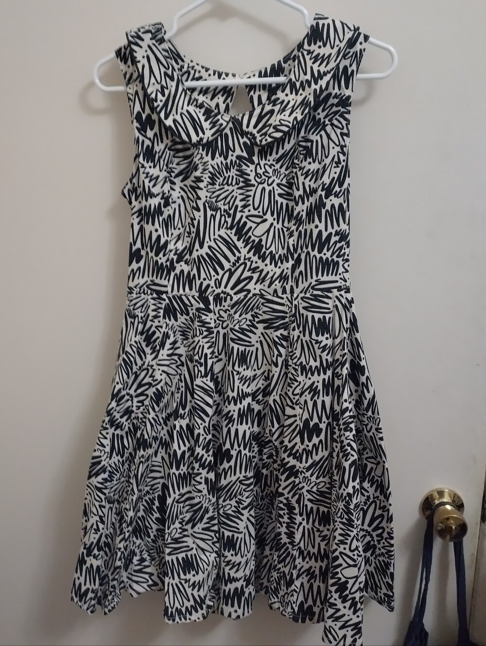 Nooworks Peter Pan Collar Zig Zag Dress Sz M